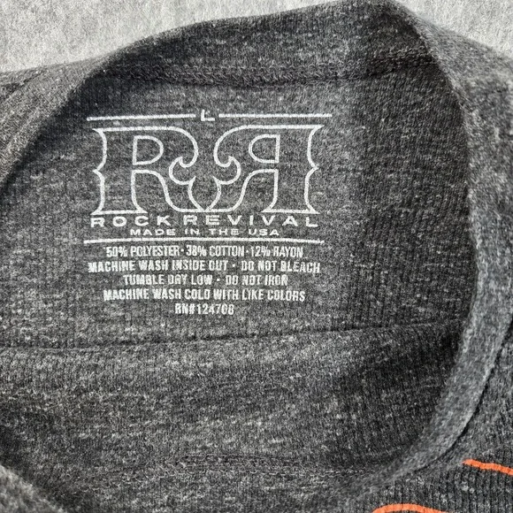 Rock Revival Shirt Mens Large Gray Long Sleeve Thermal Logo Made USA - Picture 2 of 9